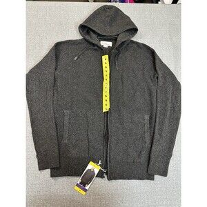 Modern Ambition Men’s Full Zip Hooded Sweater, 4‑Way Stretch, Small, Color Gray